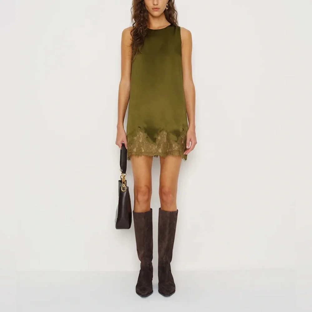 Reformation Jessalyn Silk Dress In Moss Garden, NWOT, NEVER WORN, NO FLAWS. - Picture 1 of 14